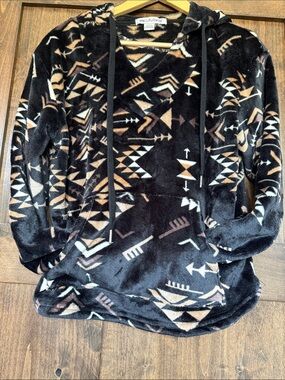 Wallflower Black & Tan Aztec Plush Hoodie